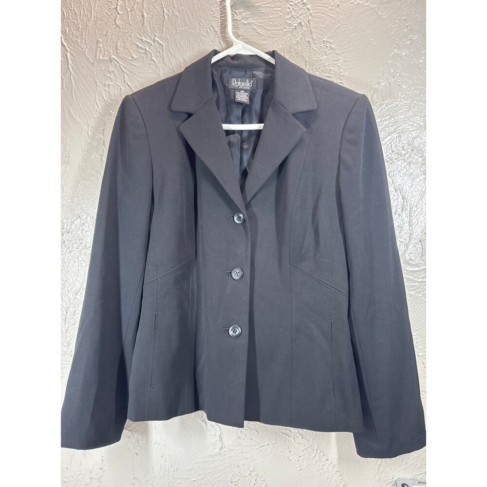 Rafaella Petite Black Poly/Rayon Long Sleeve‎ Lined 3 Button Blazer Size 10P